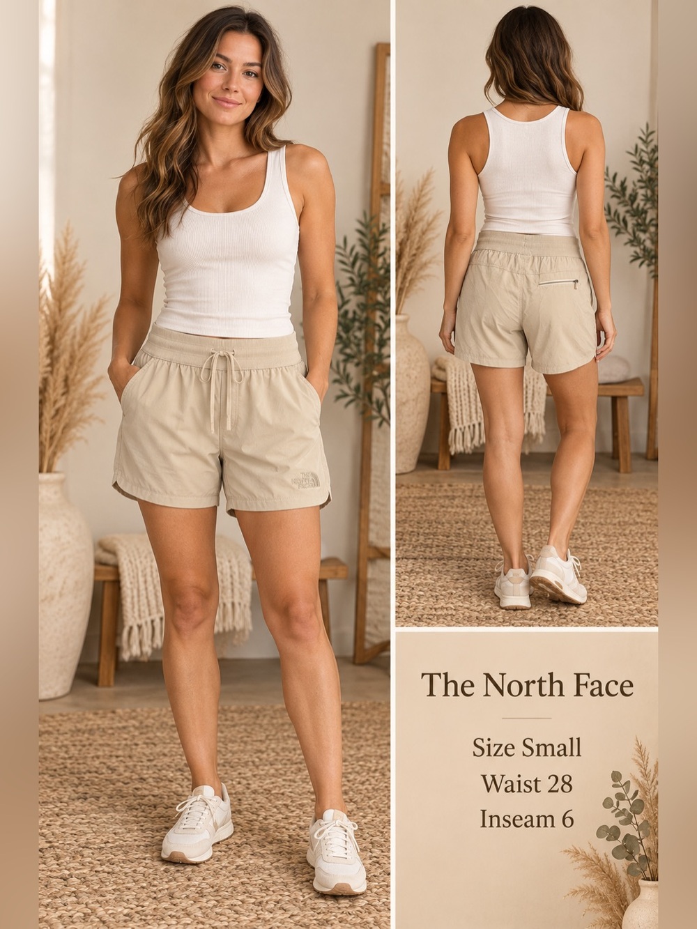 The North Face Women's Light Beige Drawstring Athletic Shorts